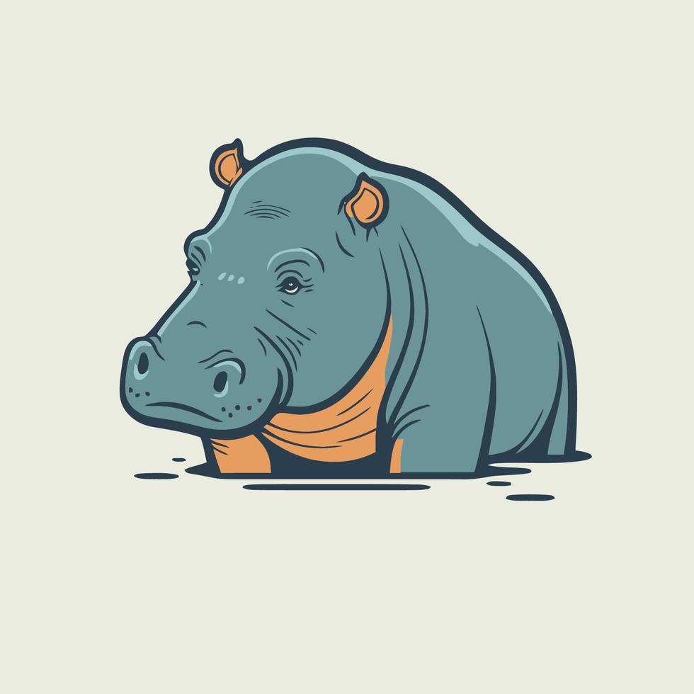 hippo character logo mascot wild animal hippopotamus in vector cartoon