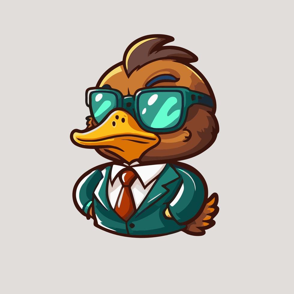 cool duck or goose character logo mascot icon for branding in cartoon vector