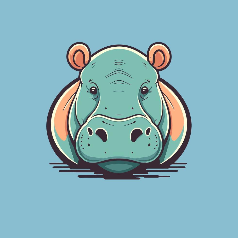 hippo character logo mascot wild animal hippopotamus in vector cartoon