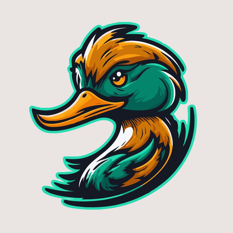 cool duck or goose character logo mascot icon for branding in cartoon vector