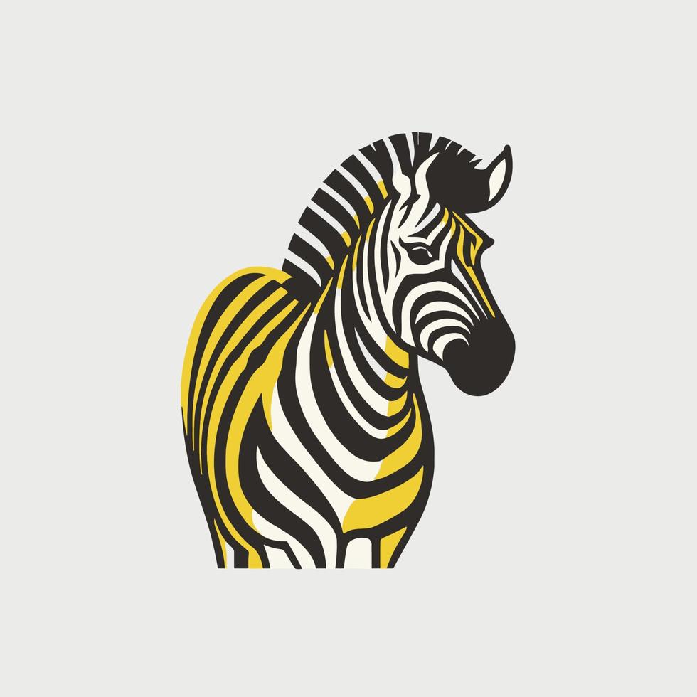 mascota del logotipo del personaje animal cebra en ilustración de color plano de dibujos animados vector