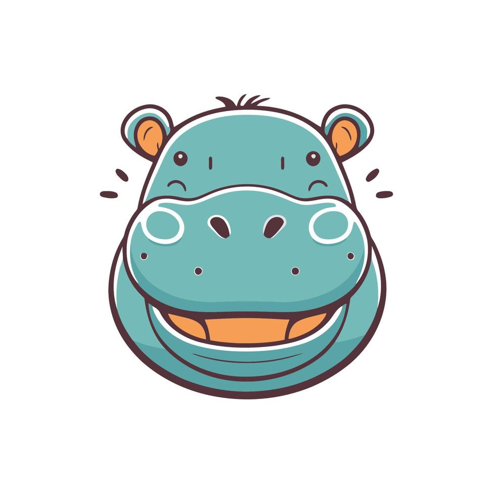 hippo character logo mascot wild animal hippopotamus in vector cartoon