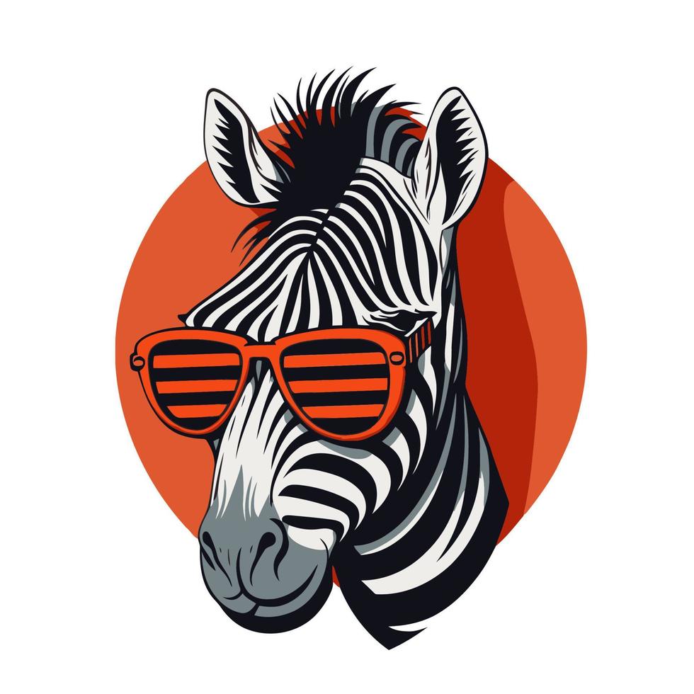 mascota del logotipo del personaje animal cebra en ilustración de color plano de dibujos animados vector