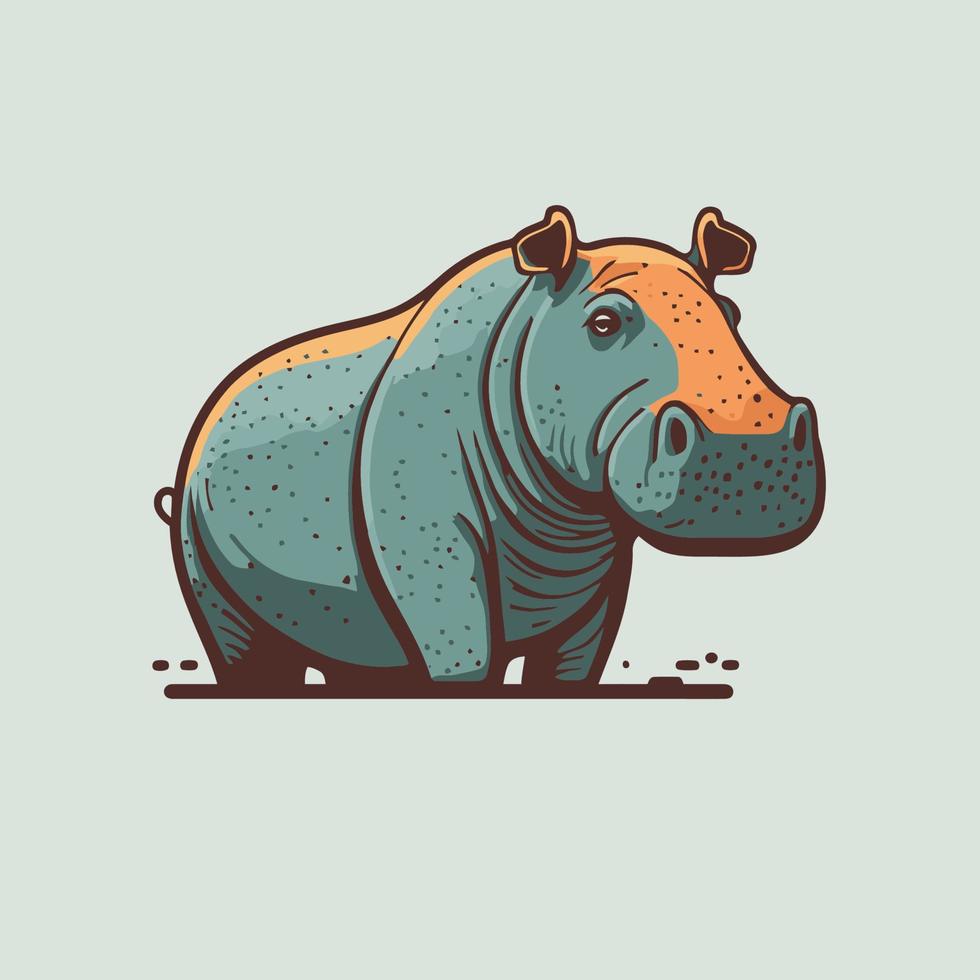 hippo character logo mascot wild animal hippopotamus in vector cartoon