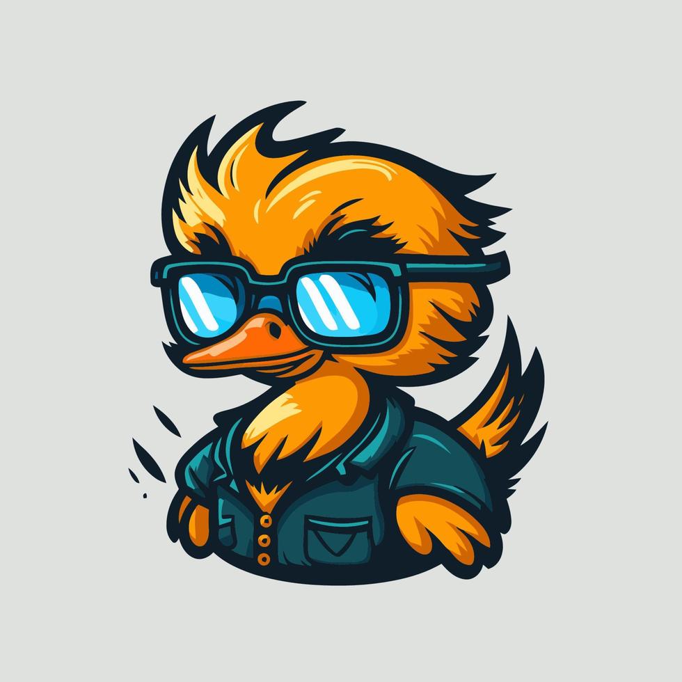 cool duck or goose character logo mascot icon for branding in cartoon vector
