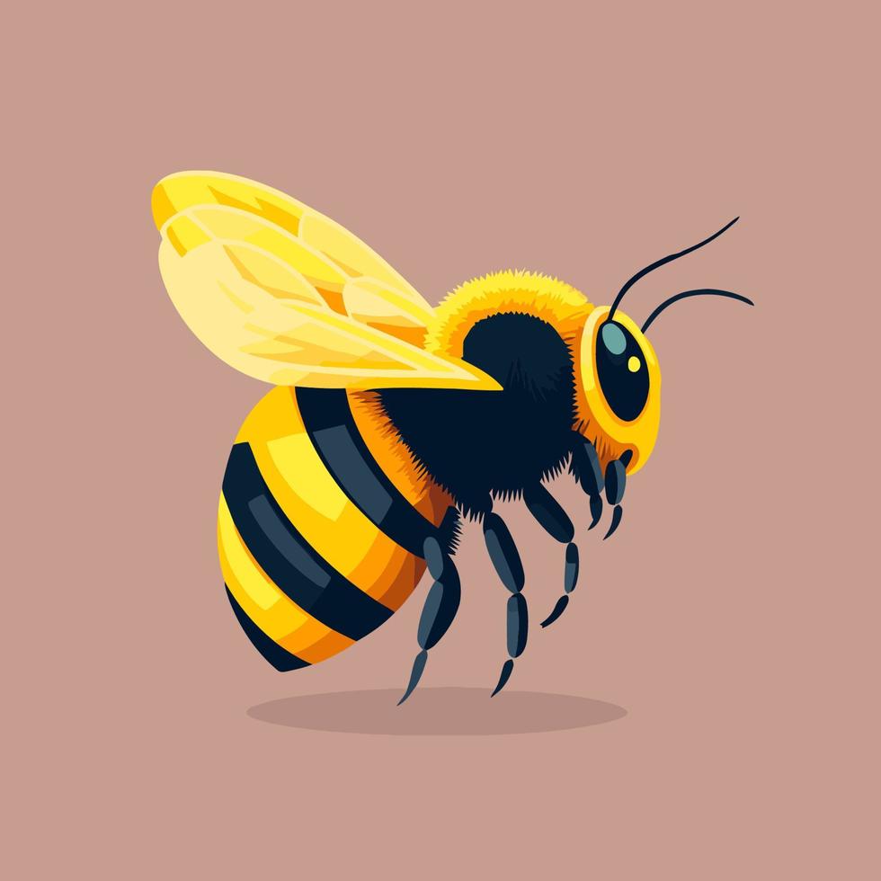 flying honey bee bumblebee character logo mascot flat vector