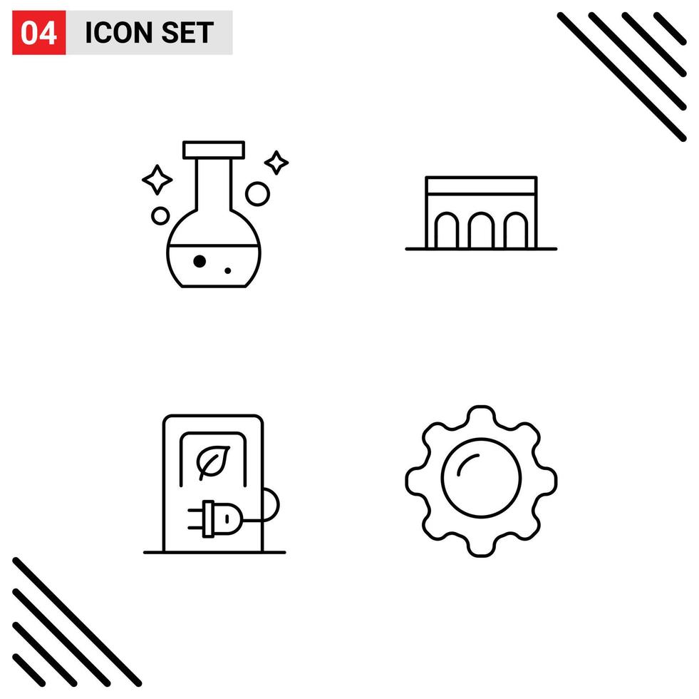 paquete de iconos de vectores de stock de 4 signos y símbolos de línea para columnas de prueba de vagones de tubo elementos de diseño de vectores editables eléctricos