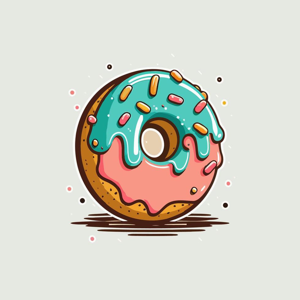 donut bakery store logo cartoon doughnut icon or label and cafe menu vector