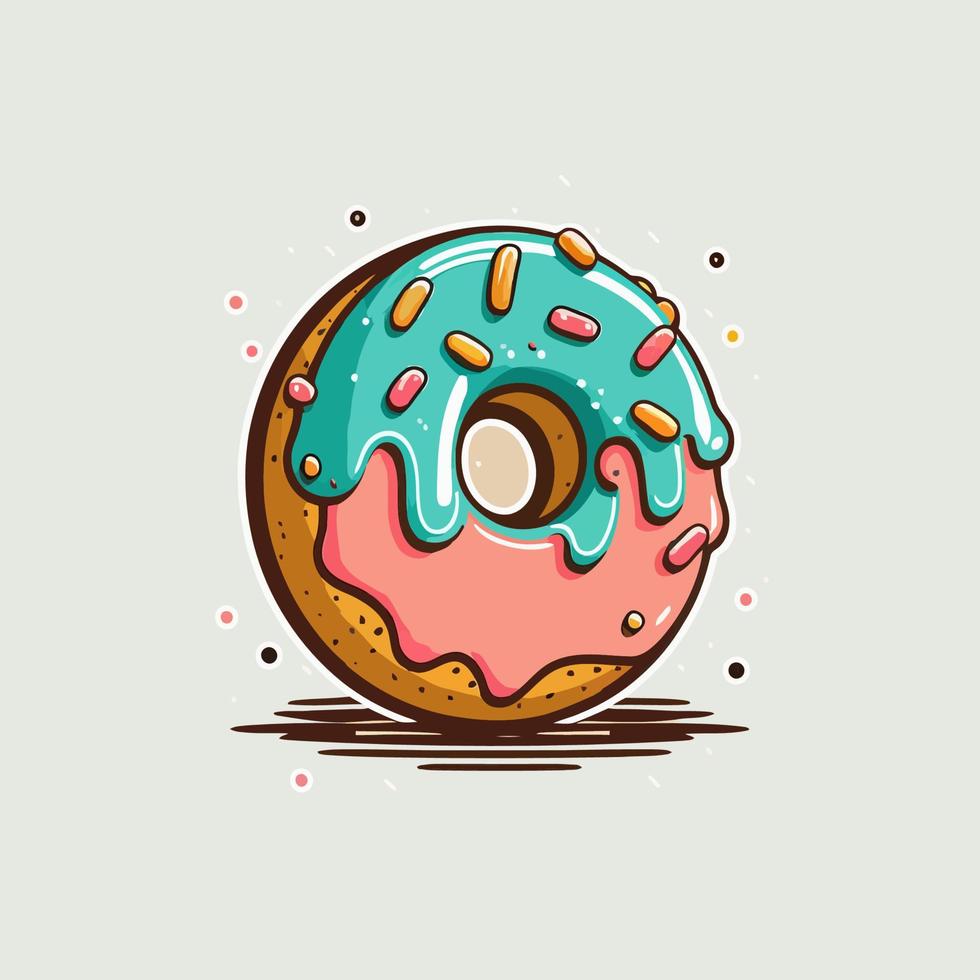 logotipo de la tienda de panadería donut icono o etiqueta de donut de dibujos animados y menú de cafetería vector