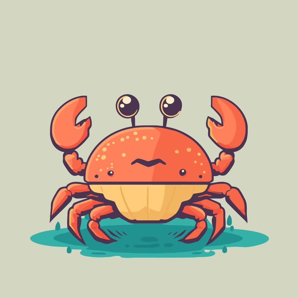 mascota del logotipo del personaje de cangrejo en ilustración de estilo de dibujos animados de vector animal marino