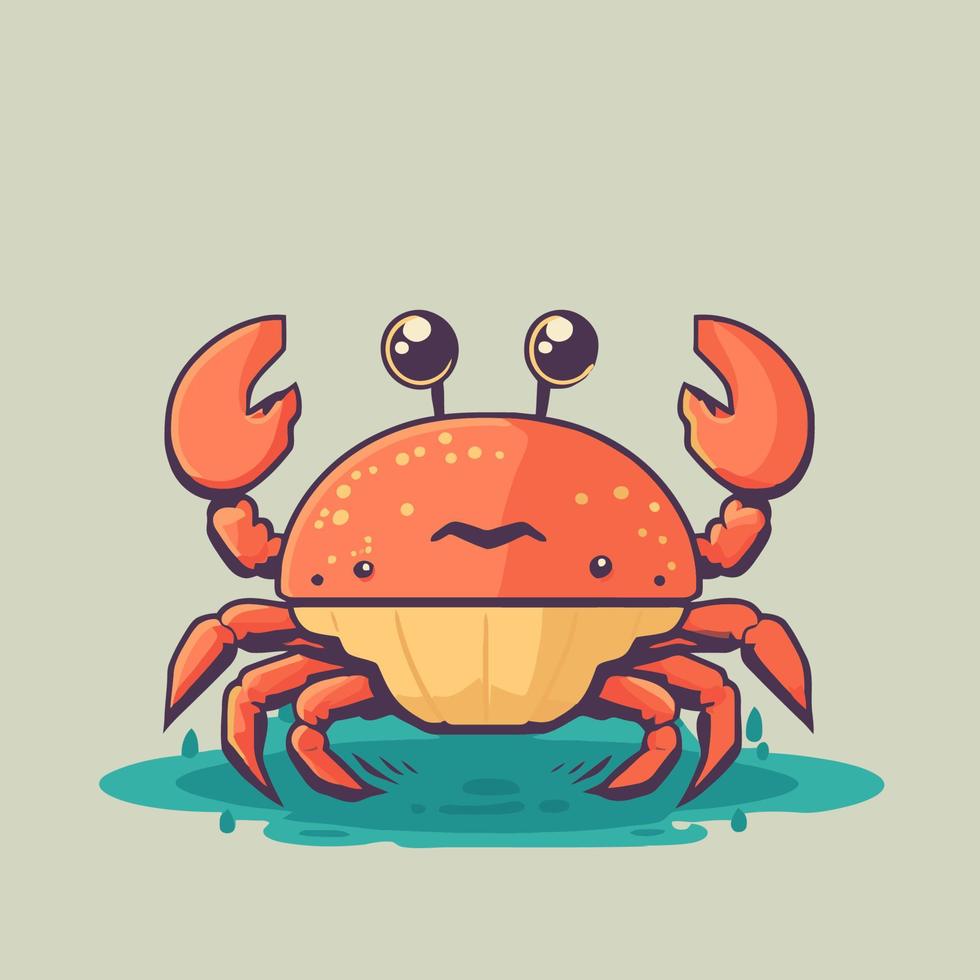 crab character logo mascot in vector cartoon style illustration sea animal