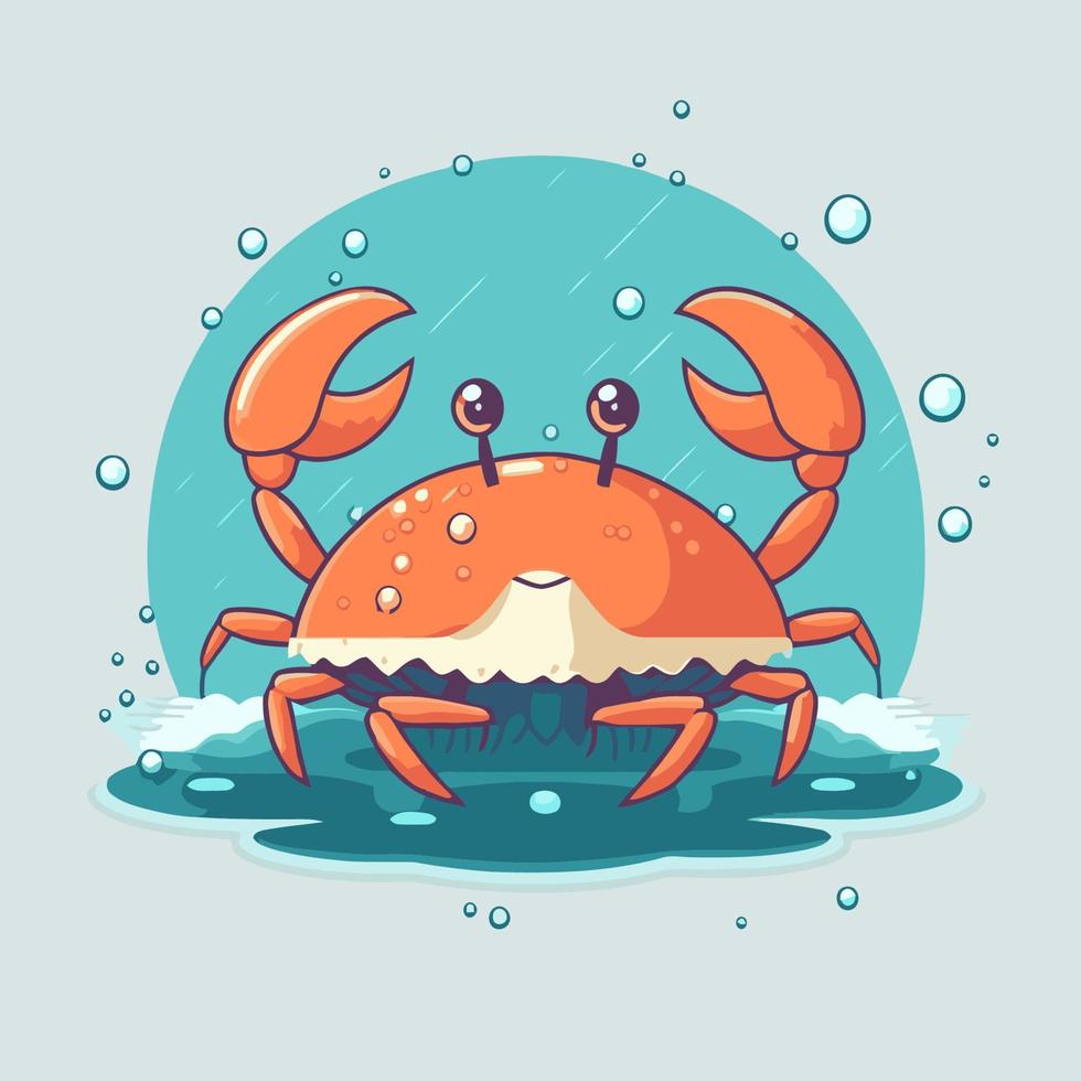 crab character logo mascot in vector cartoon style illustration sea animal