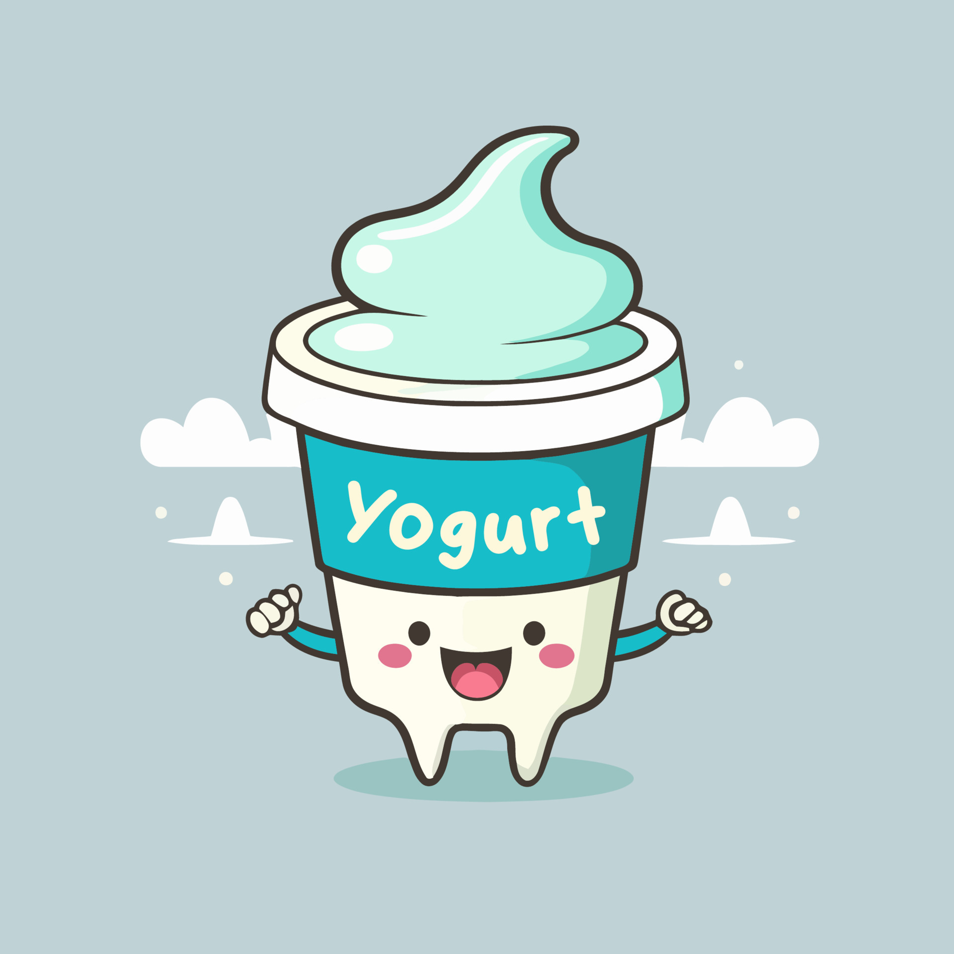 fruit yogurt on cup logo cute mascot ice cream gelato cartoon art