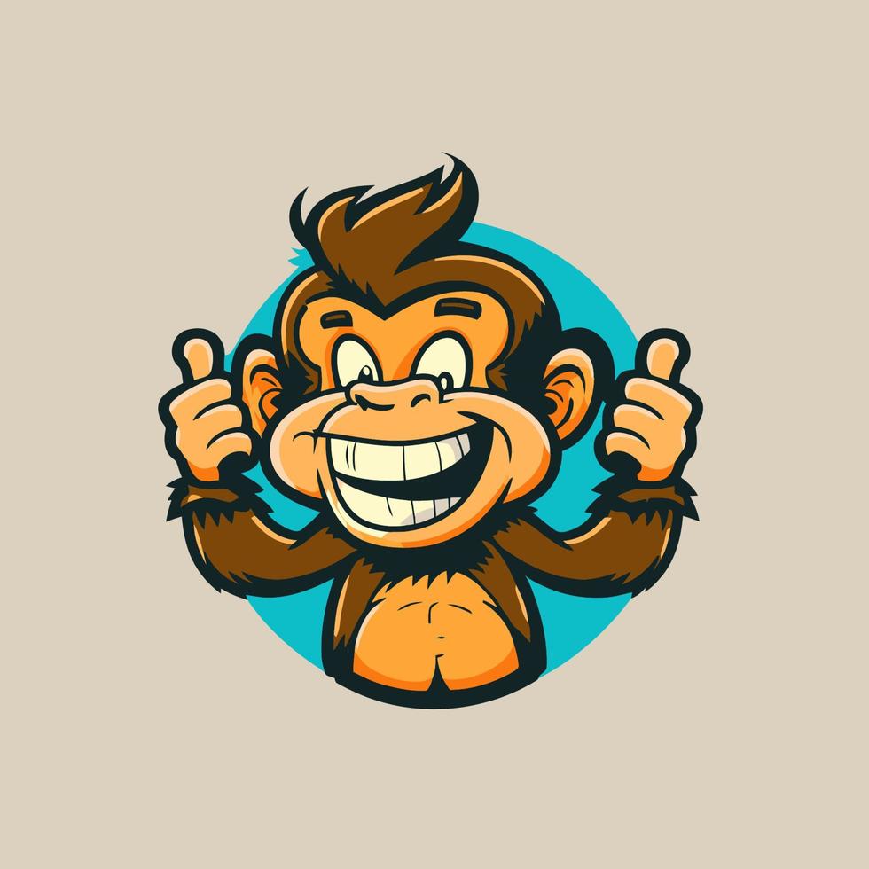 diseño de mascota de logotipo de personaje de dibujos animados de mono chimpancé para marca comercial vector