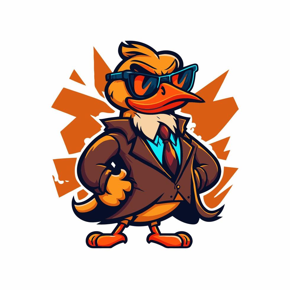 icono de la mascota del logotipo del personaje de pato o ganso fresco para la marca en el vector de dibujos animados