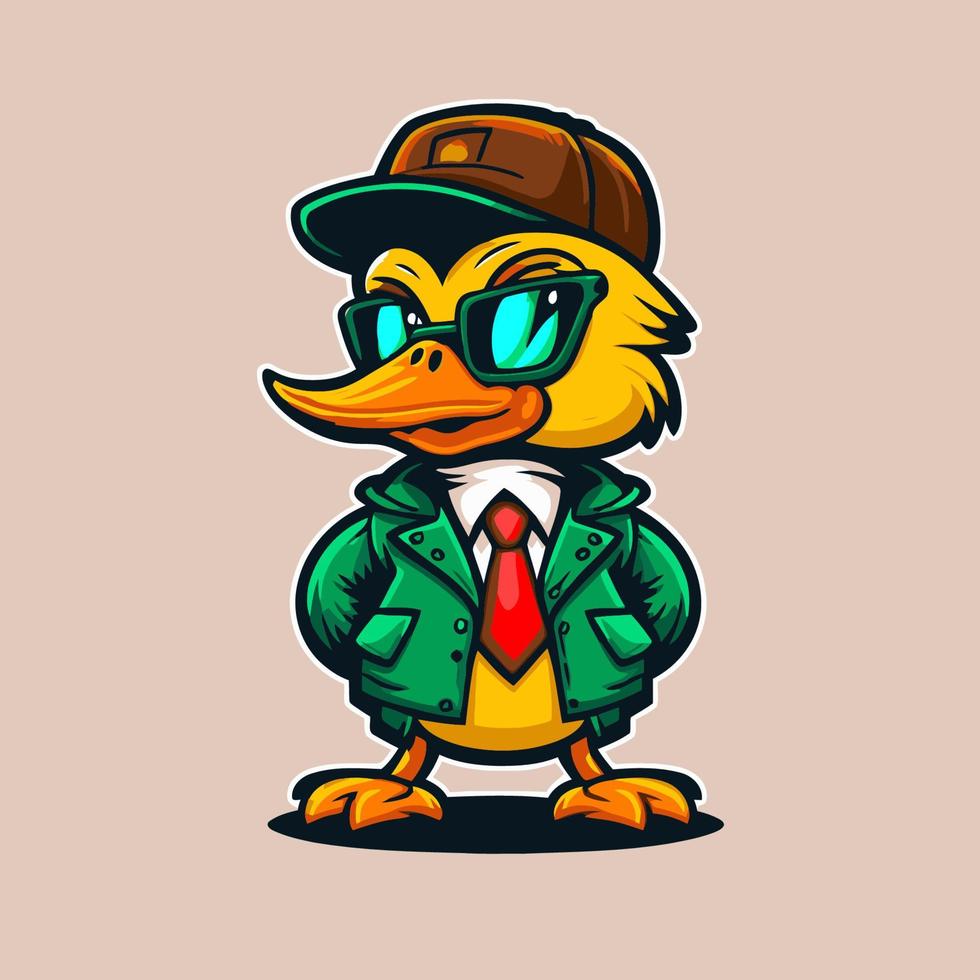 cool duck or goose character logo mascot icon for branding in cartoon vector