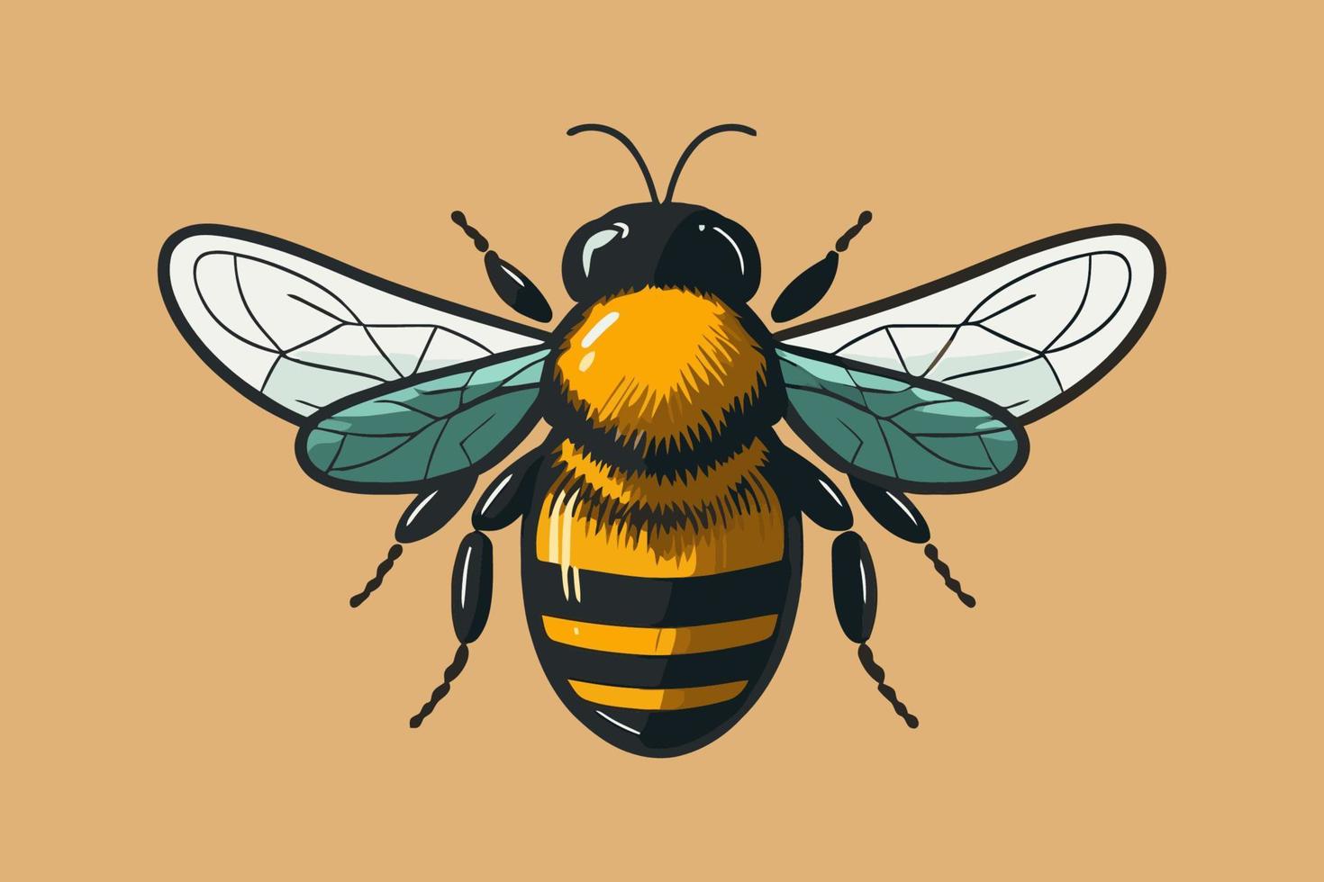 vector plano de mascota de logotipo de personaje de abejorro de abeja de miel voladora