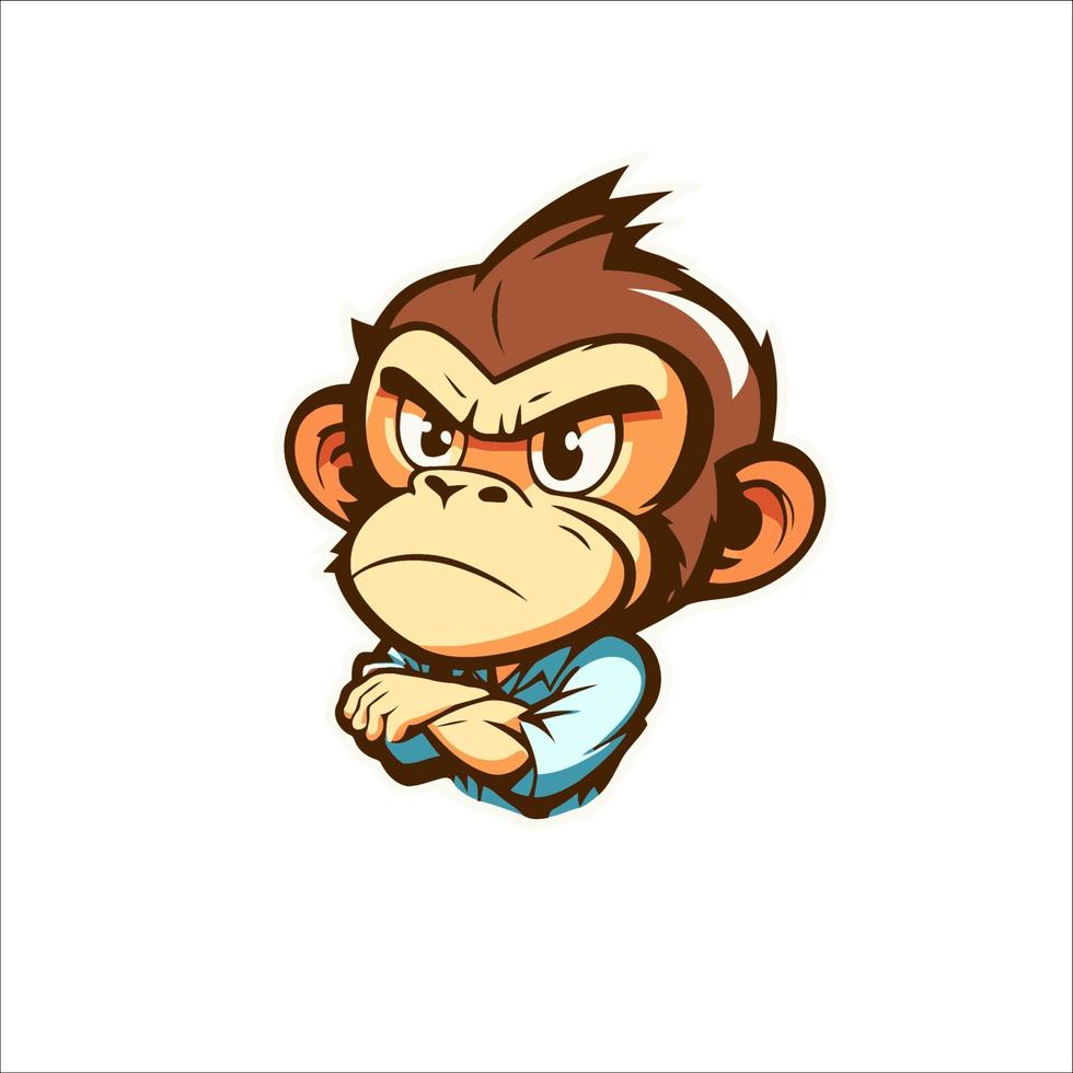 monkey chimpanzee  cartoon character logo mascot design for business branding vector