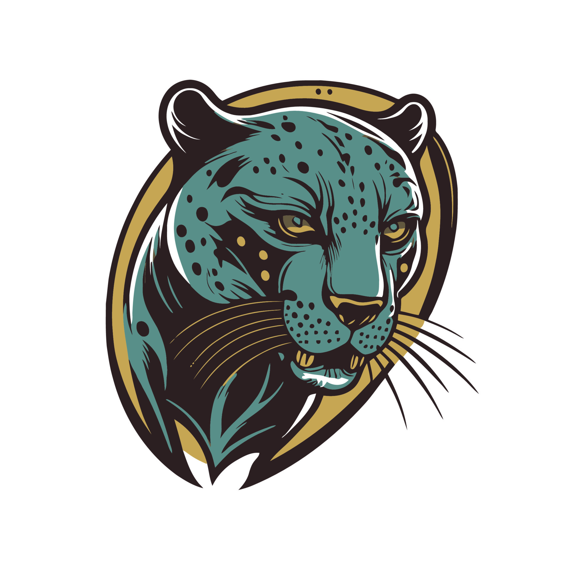 Black Panther jaguar face logo mascot icon wild animal character vector