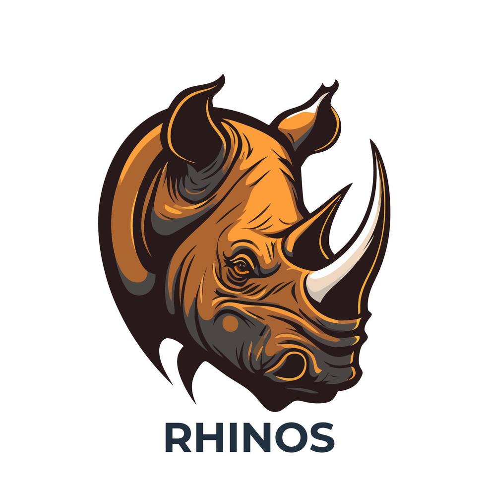 rhino head logo mascot character. rhinoceros wild animal zoo cartoon icon vector