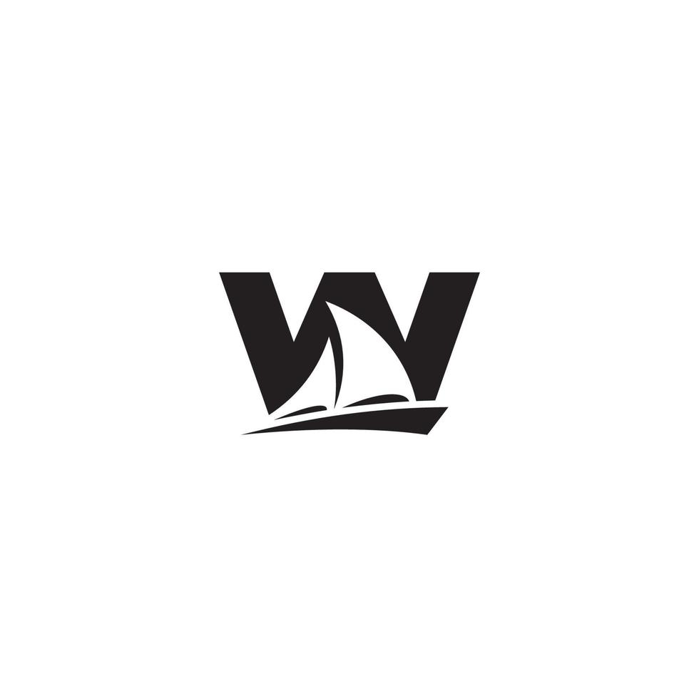 Letter W and Sailboat logo or icon design vector