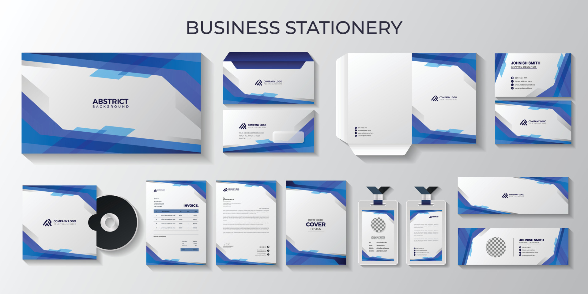 Corporate stationary template, Corporate stationary, id card, business
