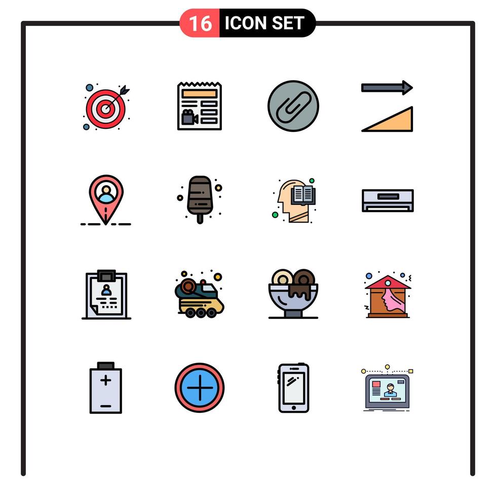16 Thematic Vector Flat Color Filled Lines and Editable Symbols of food user attachment map sorting Editable Creative Vector Design Elements
