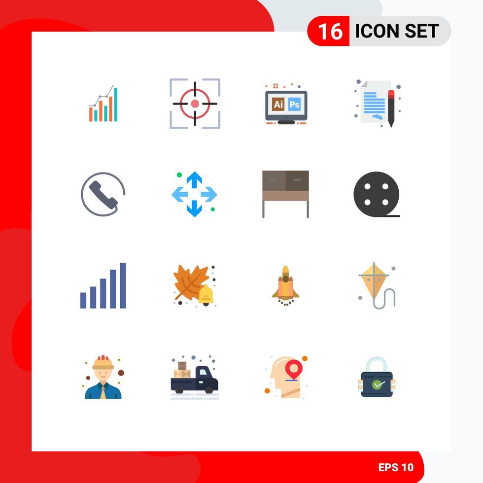 conjunto de 16 iconos de interfaz de usuario modernos signos de símbolos para la herramienta de punto de mira empresarial ai paquete editable hexadecimal de elementos de diseño de vectores creativos