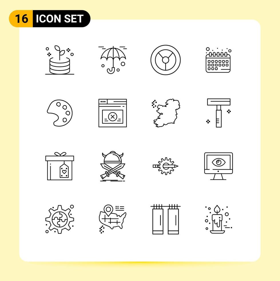 Modern Set of 16 Outlines Pictograph of web page appointment tools color Editable Vector Design Elements
