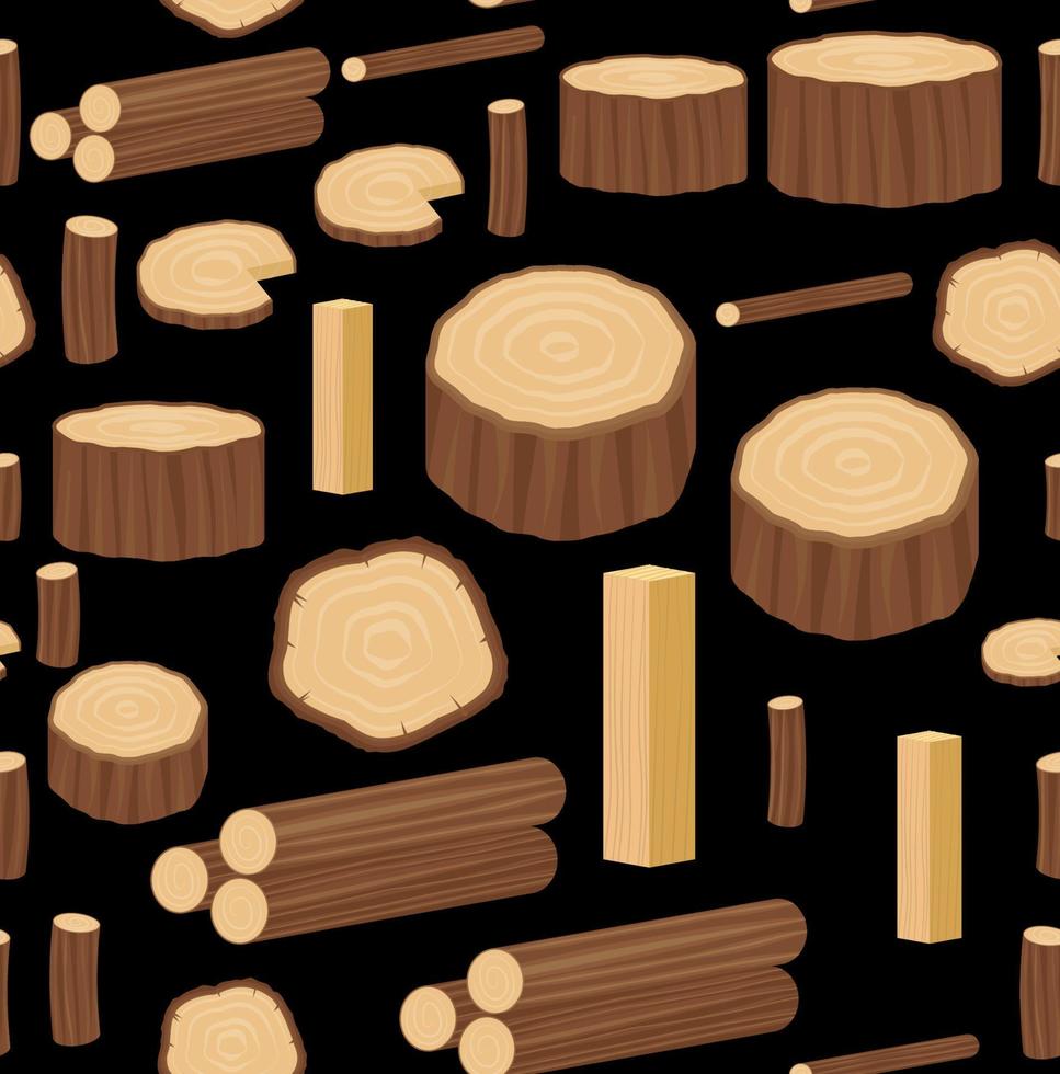 patrón de vector transparente con troncos de madera, troncos y tablones. fondo para la industria forestal y maderera.