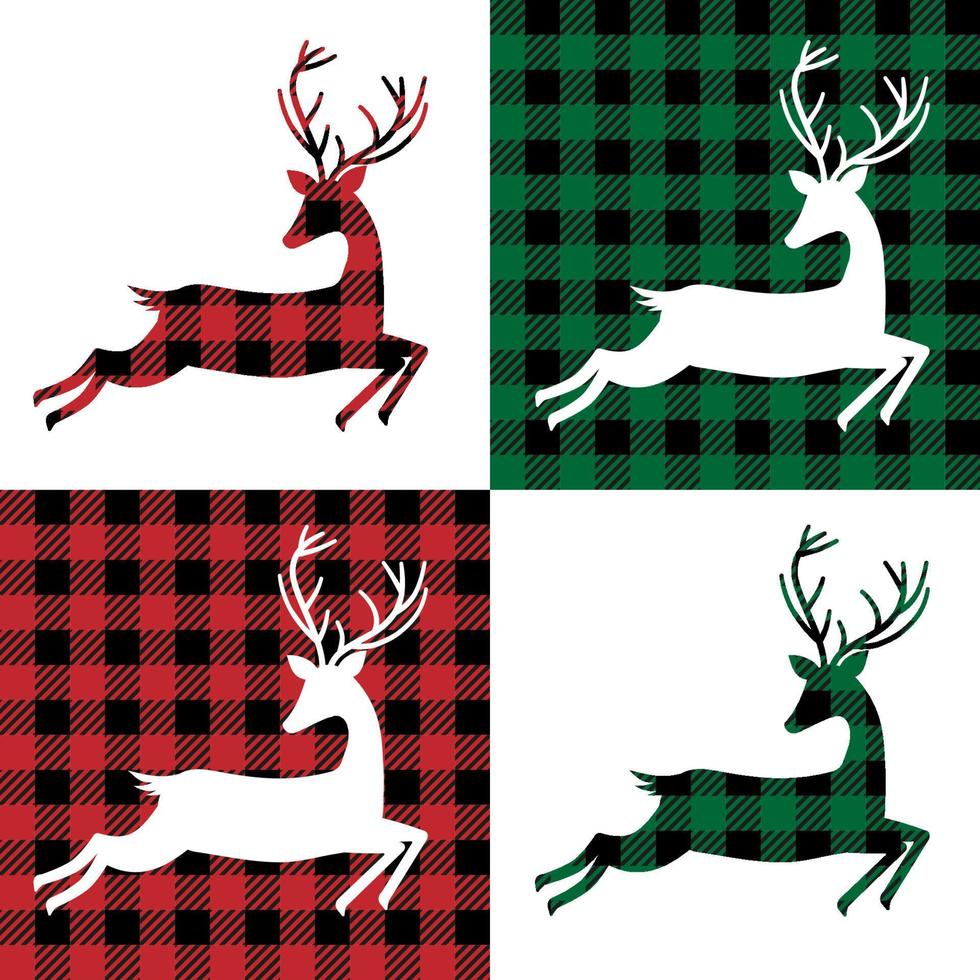 patrón de ciervos en cuadros de búfalo. fondo festivo para diseño e impresión vector