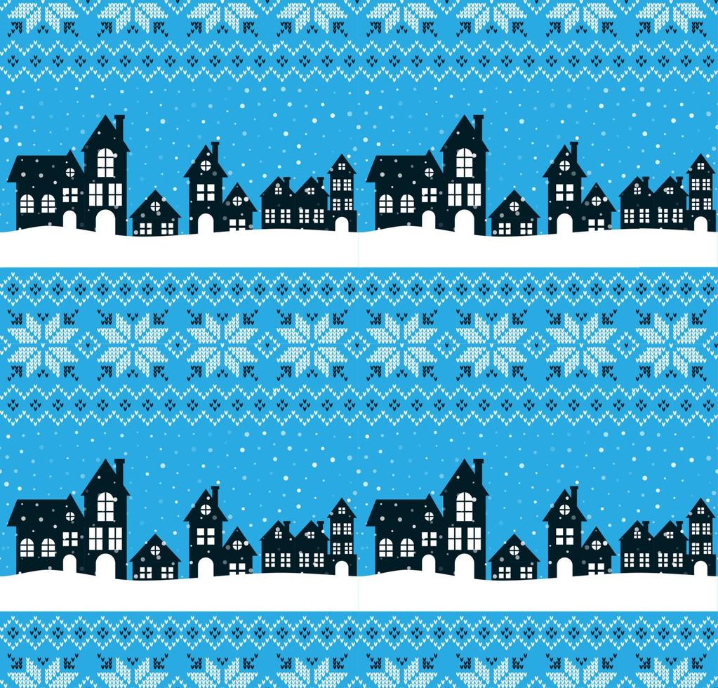 Knitted Christmas and New Year pattern. Wool Knitting Sweater Design. Wallpaper wrapping paper textile print. vector