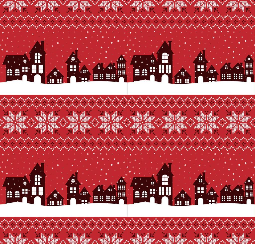 Knitted Christmas and New Year pattern. Wool Knitting Sweater Design. Wallpaper wrapping paper textile print. vector