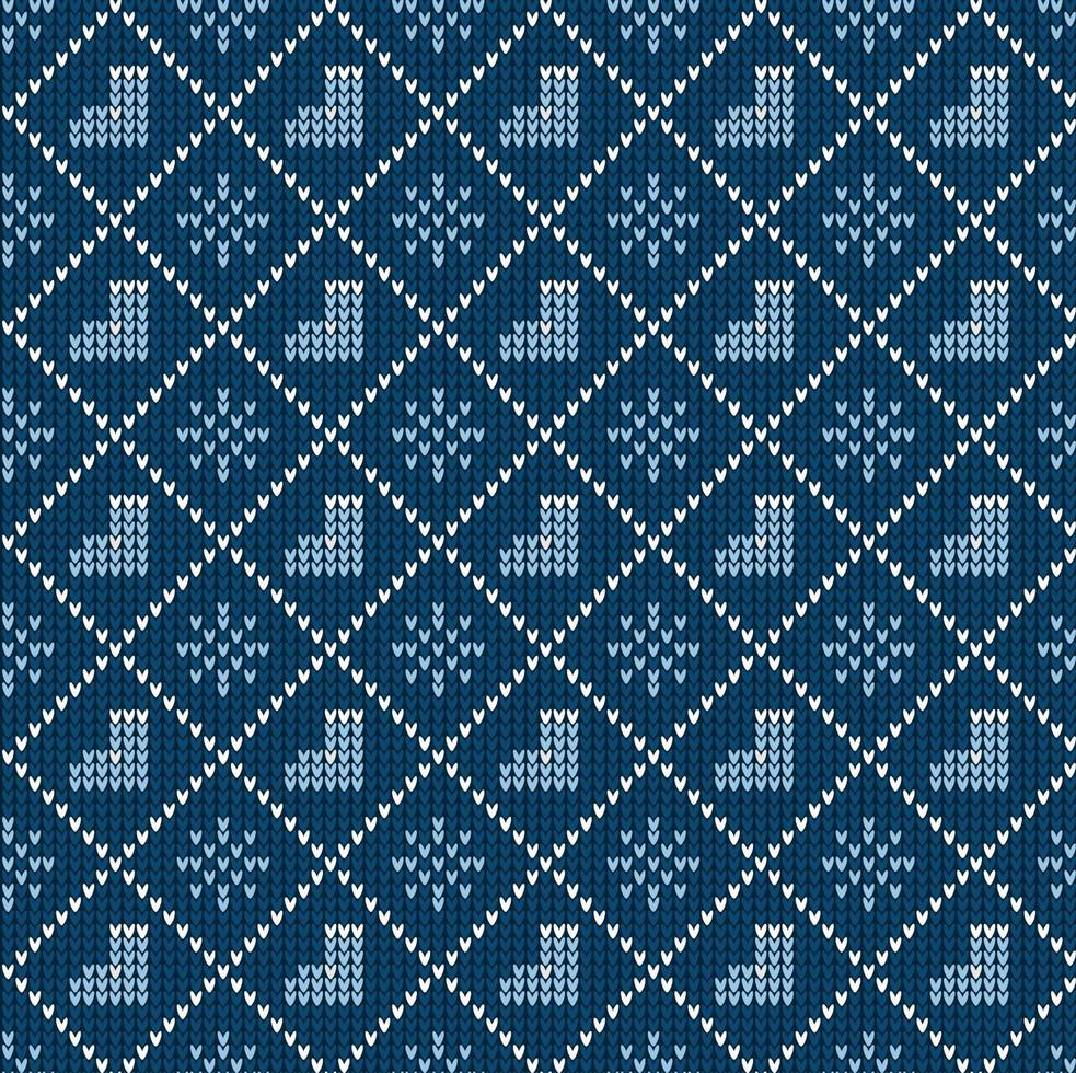 Knitted Christmas and New Year pattern. Wool Knitting Sweater Design. Wallpaper wrapping paper textile print. vector