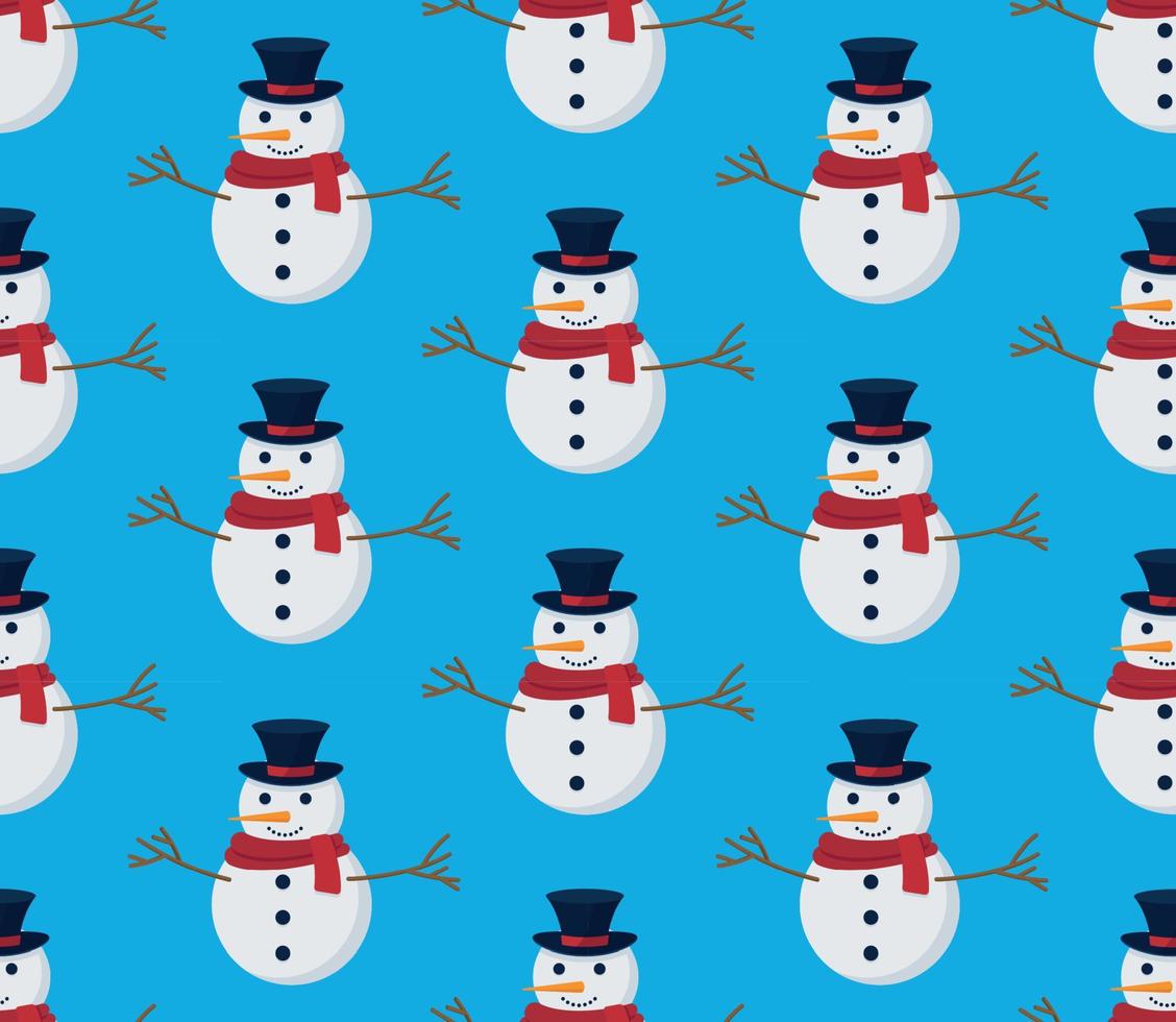 patrón de Navidad sin costuras con muñeco de nieve, perfecto para papel tapiz, papel de envolver, rellenos de patrón, saludos de invierno, fondo de página web, tarjetas de felicitación de Navidad y Año Nuevo vector