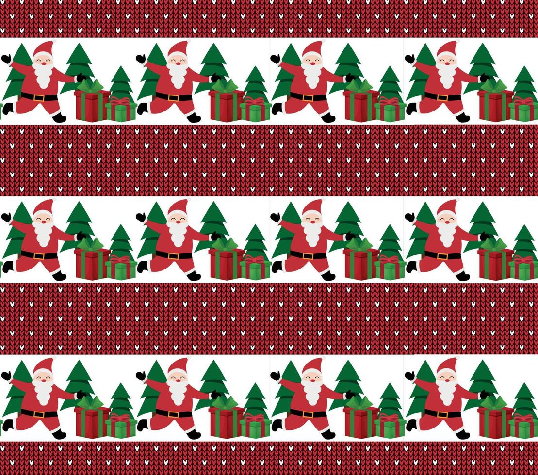 Knitted Christmas and New Year pattern. Wool Knitting Sweater Design. Wallpaper wrapping paper textile print. vector