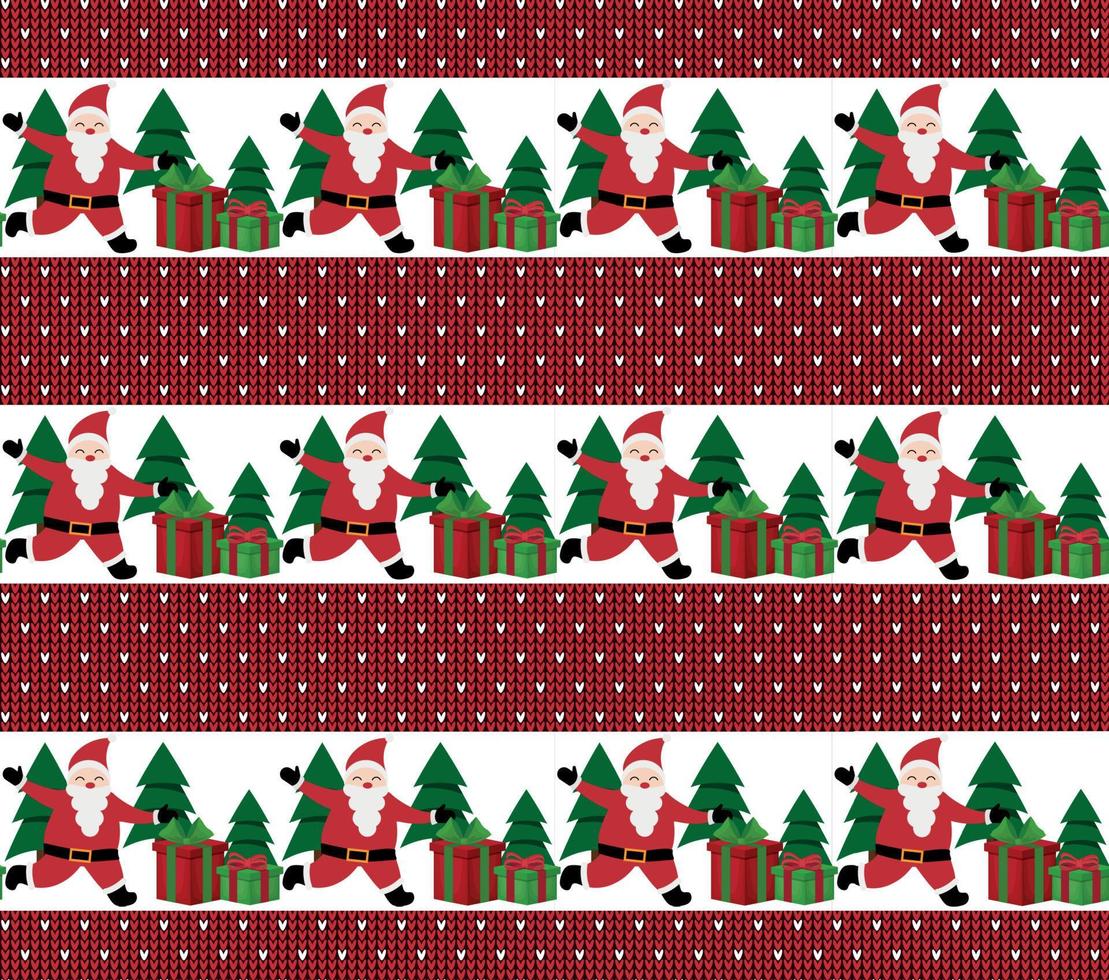 Knitted Christmas and New Year pattern. Wool Knitting Sweater Design. Wallpaper wrapping paper textile print. vector