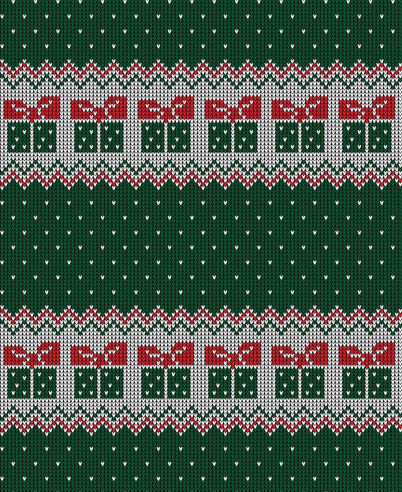 Knitted Christmas and New Year pattern vector