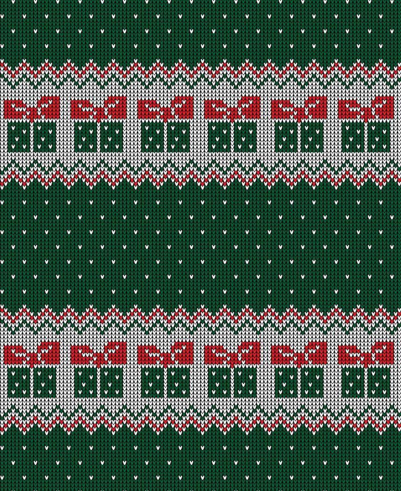 Knitted Christmas and New Year pattern vector