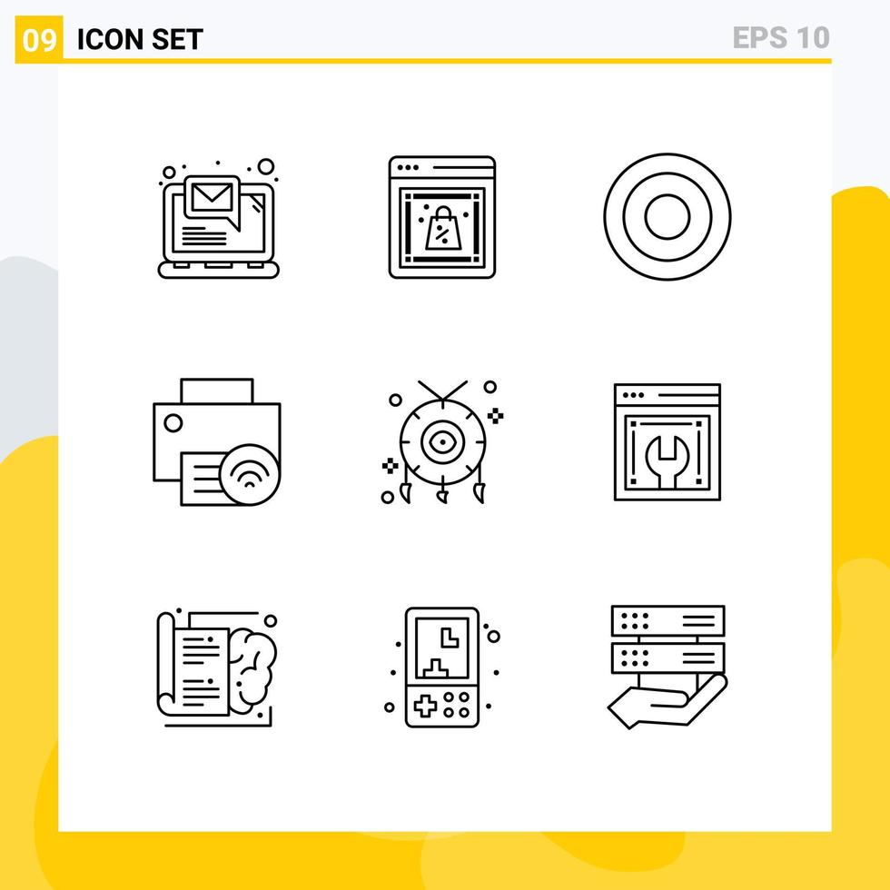 9 Creative Icons Modern Signs and Symbols of accessories hardware basic gadget computers Editable Vector Design Elements