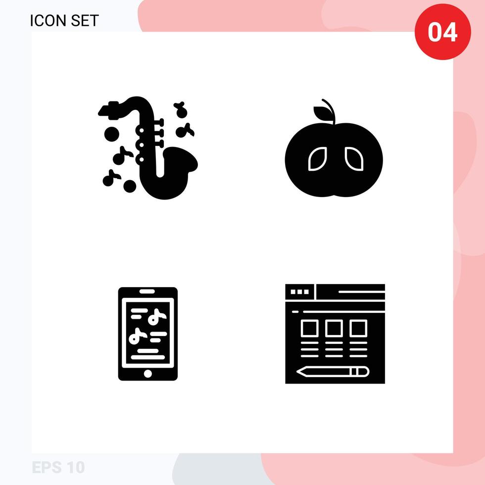 Stock Vector Icon Pack of Line Signs and Symbols for instrument phone apple movie server Editable Vector Design Elements