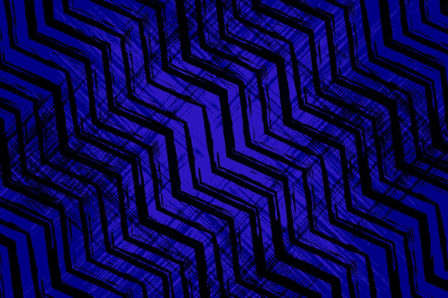 Abstract blue and black grunge texture background with zigzag style vector