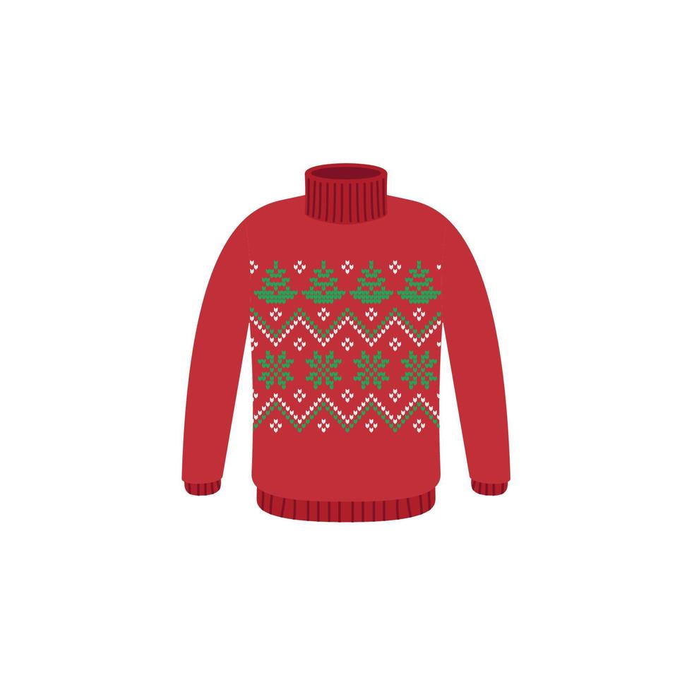 Vector ugly sweaters for Christmas party. Knitted jumpers with winter patterns esp