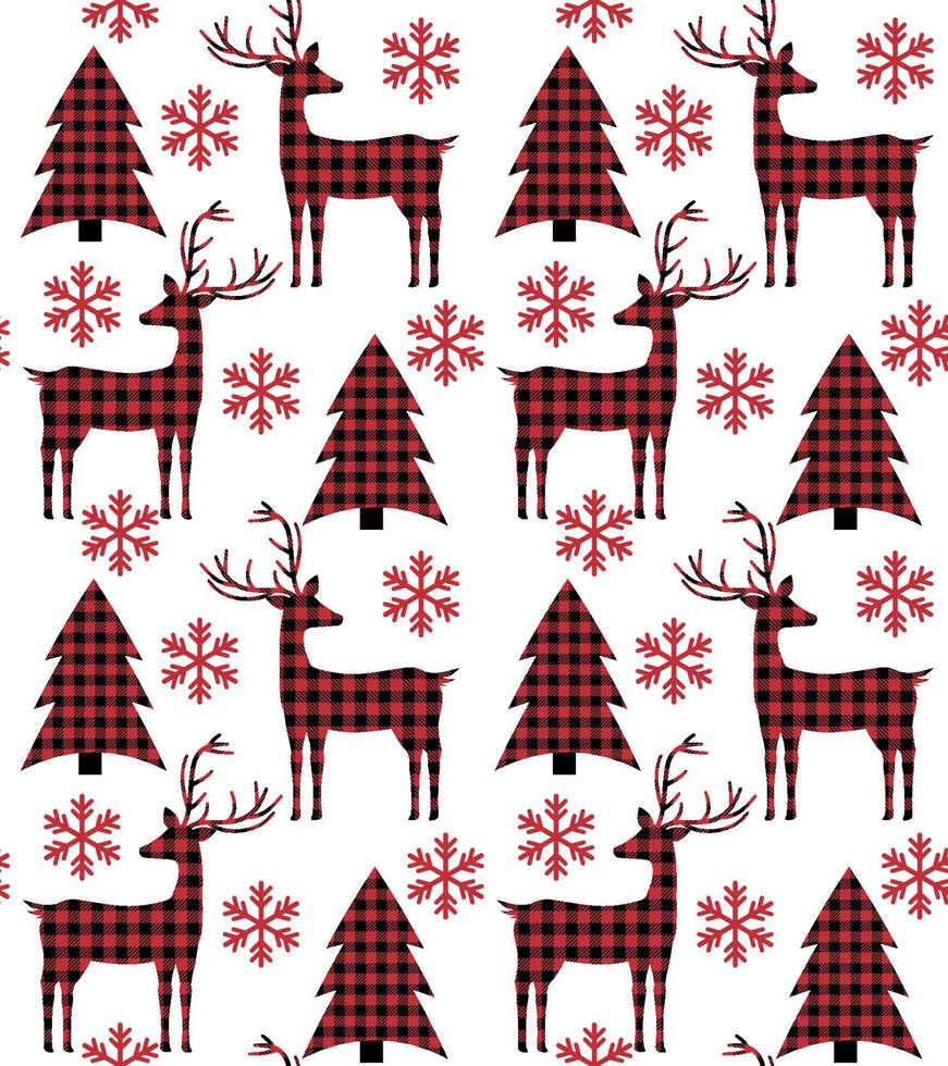 Christmas and New Year pattern at Buffalo Plaid. Festive background for design and print vector