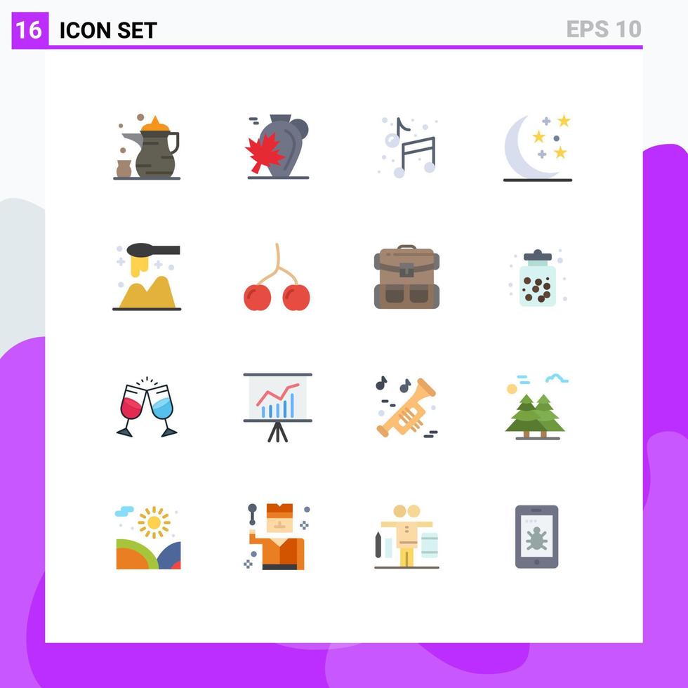 Stock Vector Icon Pack of 16 Line Signs and Symbols for ladle moon leaf halloween arts Editable Pack of Creative Vector Design Elements