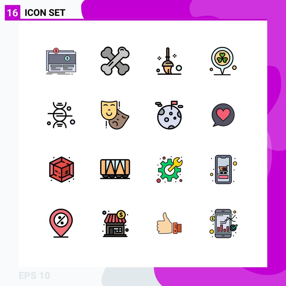16 Flat Color Filled Line concept for Websites Mobile and Apps bone heart rheumatism pin flower Editable Creative Vector Design Elements