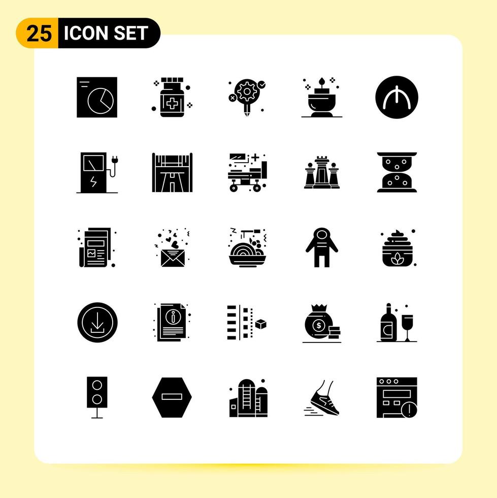 User Interface Pack of 25 Basic Solid Glyphs of turkmenistan manat idea ent candle Editable Vector Design Elements