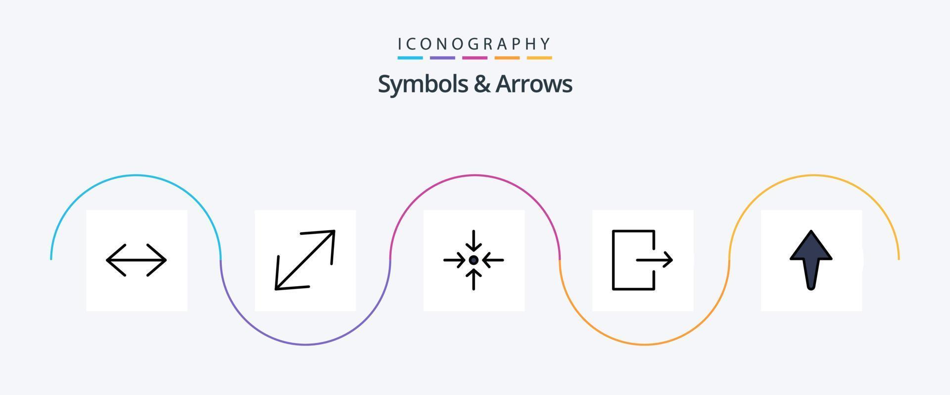 Symbols and Arrows Line Filled Flat 5 Icon Pack Including . collapse. up. send vector