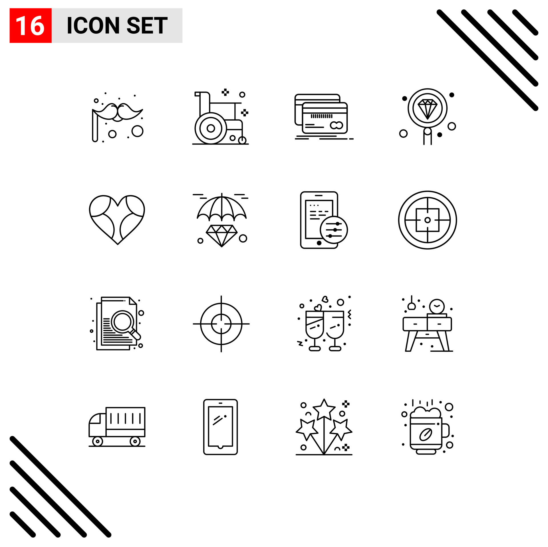 16 Universal Outline Signs Symbols Of Search Development Banking 16-universal-outline-signs-symbols-of-search-development-banking