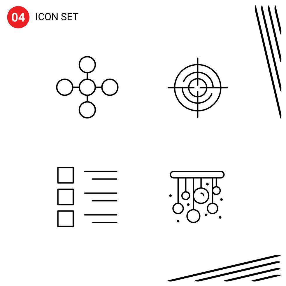 4 Creative Icons Modern Signs and Symbols of central details share location menu Editable Vector Design Elements